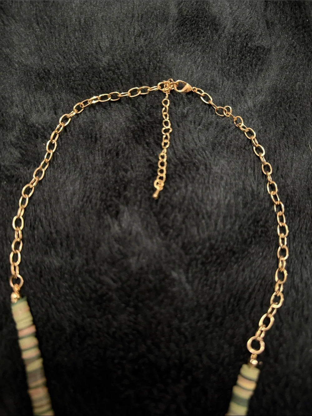 Ashley Cooper Green Beaded Necklace with Gold Wooden Pendant